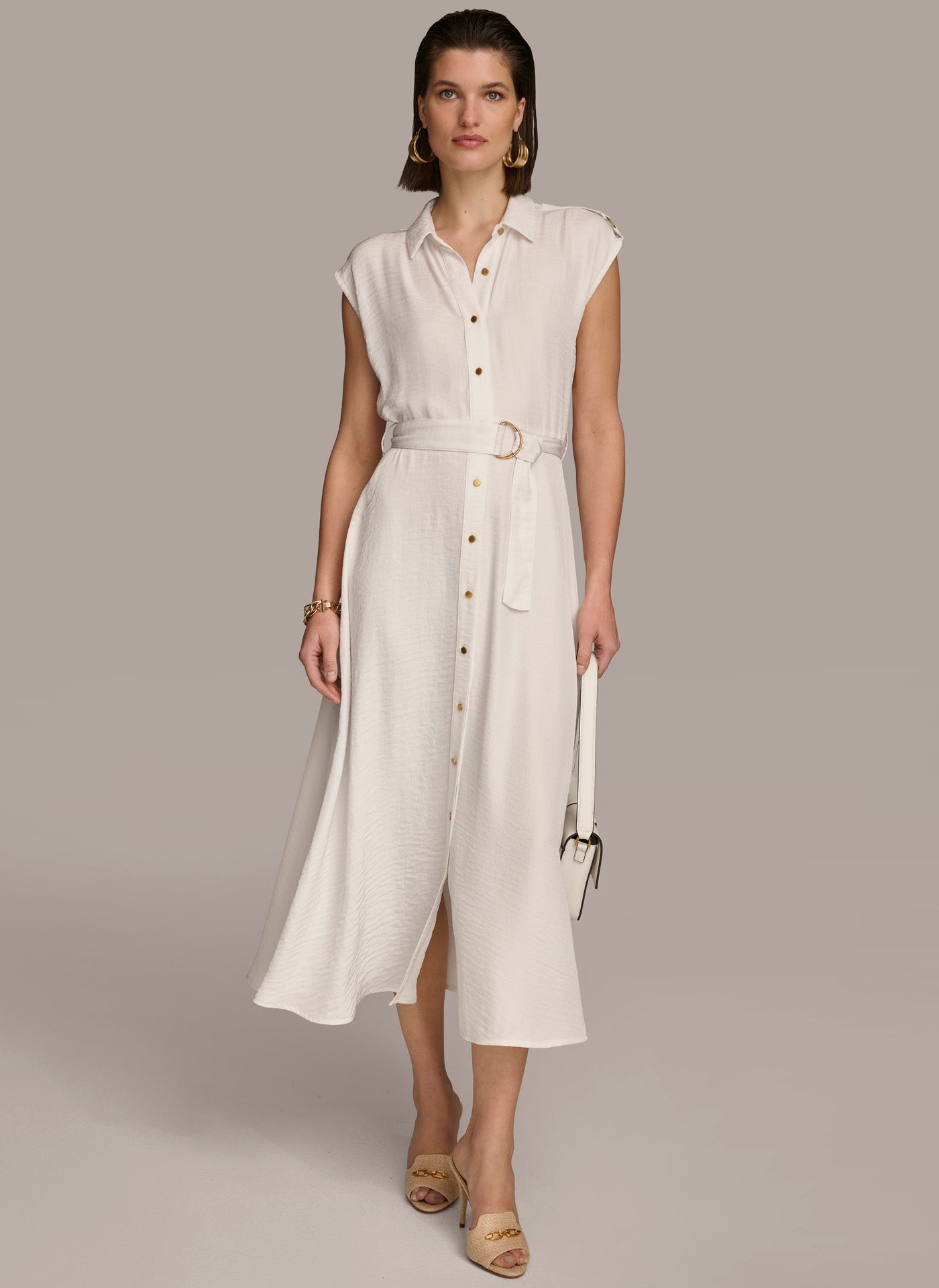 (image for) SOPHISTICATED BUTTON FRONT BELTED DRESS